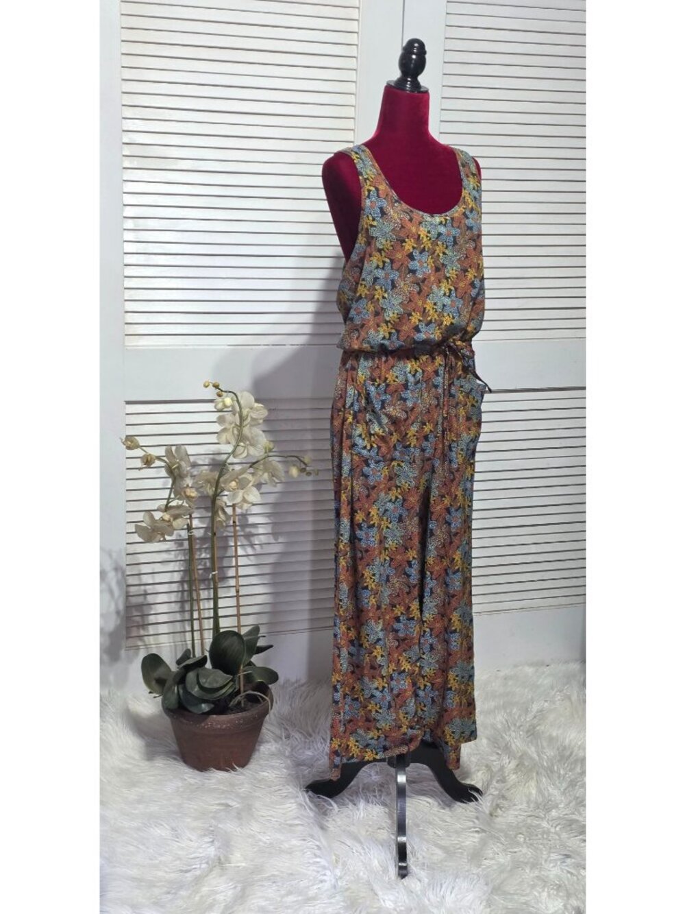 Toad & Co Women's Floral Boho Sleeveless Crusher Wide-Leg Jumpsuit SIze XL 3879 - Picture 3 of 14